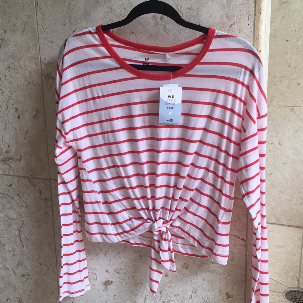 Red and White striped Me to We long sleeve size S